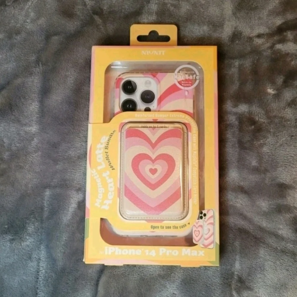 MVMT iPhone 14 Pro Max Magnetic Heart Latte Magsafe Cellphone Case & Card Wallet